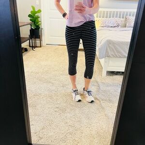 Athleta Black & White Striped Active Leggings